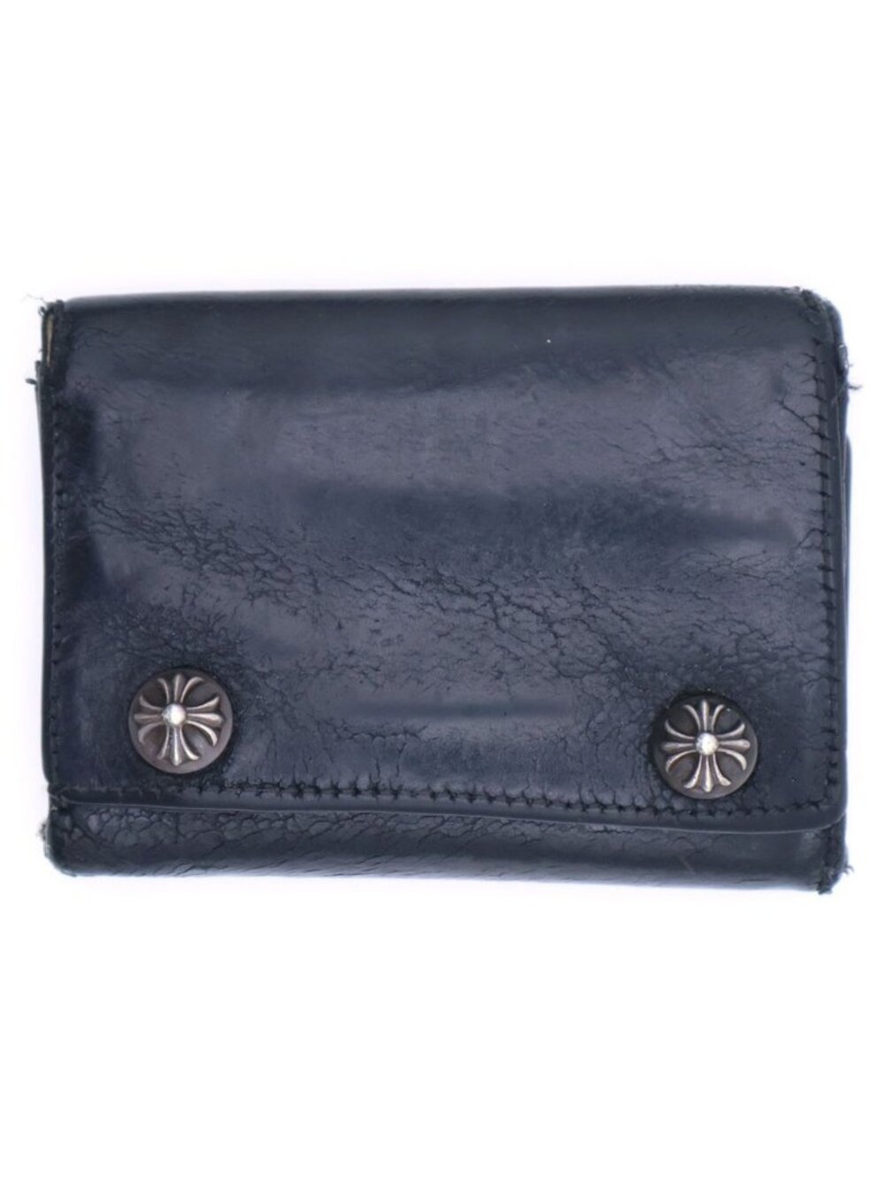 Chrome Hearts Cross Ball Button Leather Wallet Black
